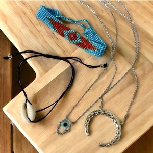 New Boho Jewelry Bundle Bracelet Necklace Anklet Beaded Festival Turquoise Hamsa